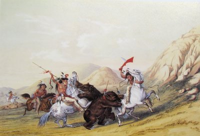 Attacking the Grizzly Bear -- no. 19 by George Catlin
